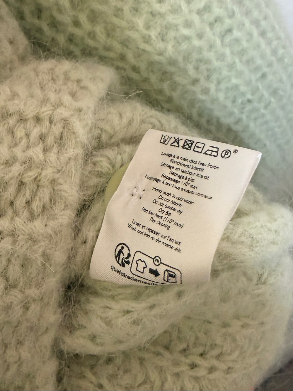 Sezane Alpaca Soft Mint Green Ribbed Button Basile Cardigan - Picture 8 of 8